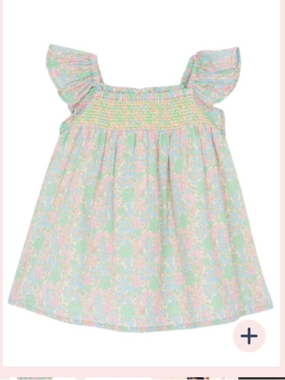 Bonton Pastel Floral Smocked Dress in Pink, Green, Blue